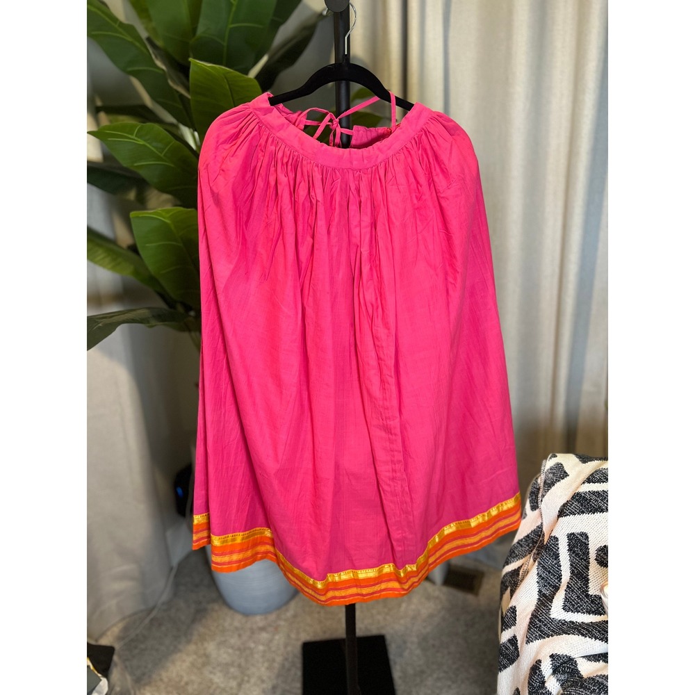 Stop Kids Pink Gathered Skirt Orange Gold Embroidered Border Size 10 Festive